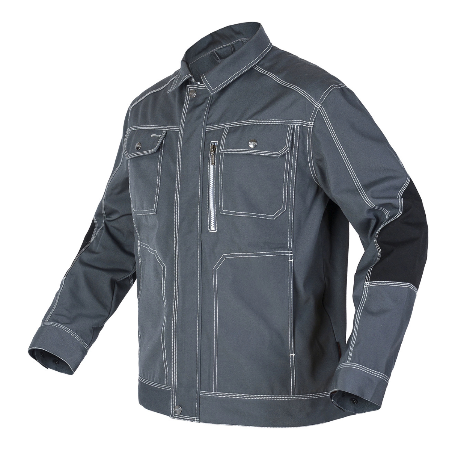 Bauskydd B212 grey men's utility work jacket, front view