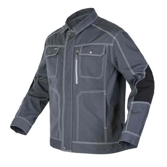 Bauskydd B212 grey men's utility work jacket, front view