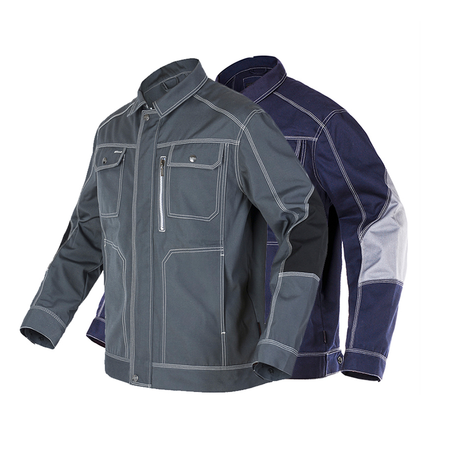 Bauskydd® B212 work jacket shown in grey and blue