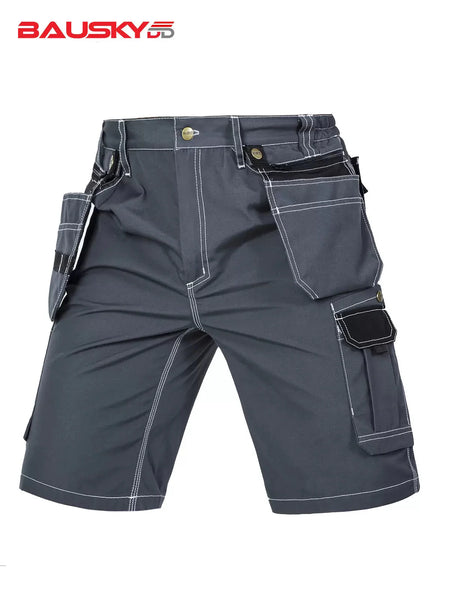 Bauskydd B219 men's work shorts, side angle showing cargo pockets