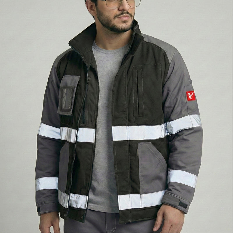 Work Jacket – Reflective Stripes, Badge Pocket & Utility Storage – Bauskydd [B232]