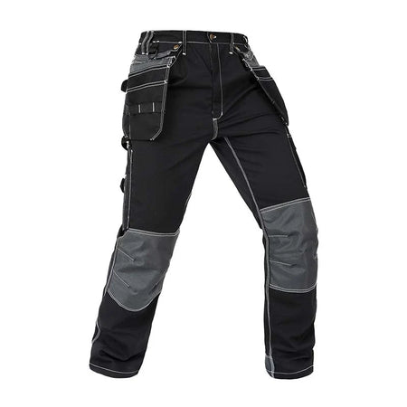 Bauskydd B128 black men's cargo work pants, front view